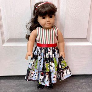 Christmas Doll Clothes Candy Stripes New Dress fits American Girl and 18” Dolls